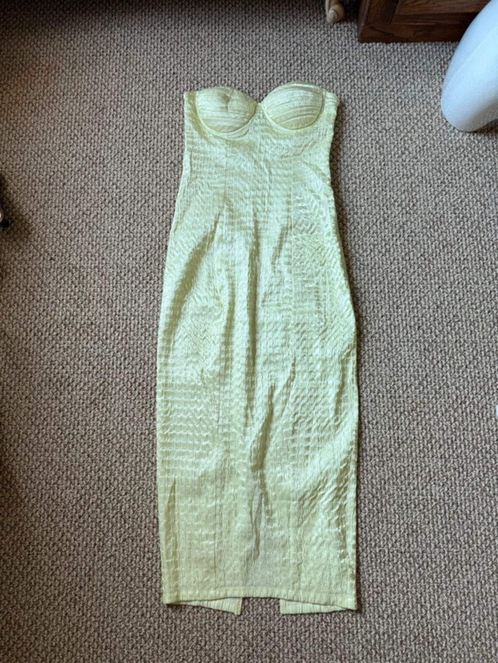 PrettyLittleThing yellow strapless maxi dress